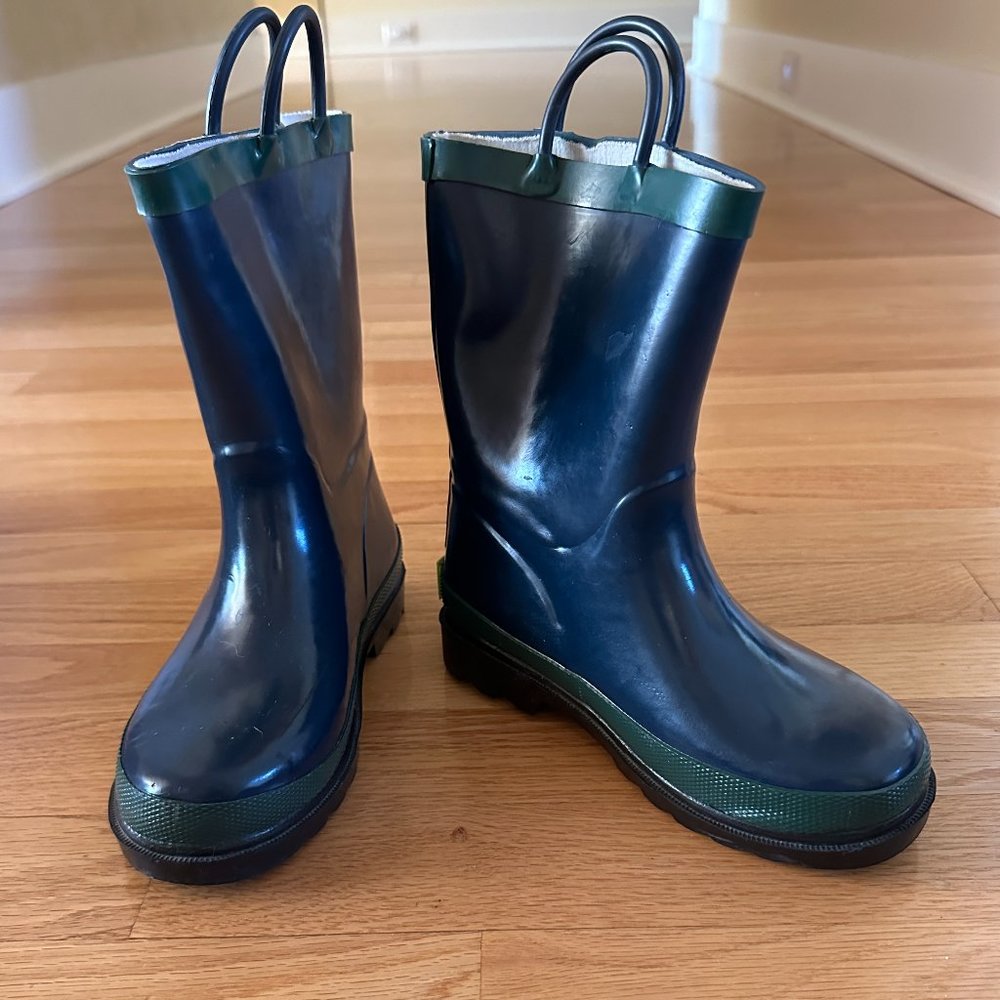 Western Chief Classic Firechief Navy and Green Rain Boots Size 11/12